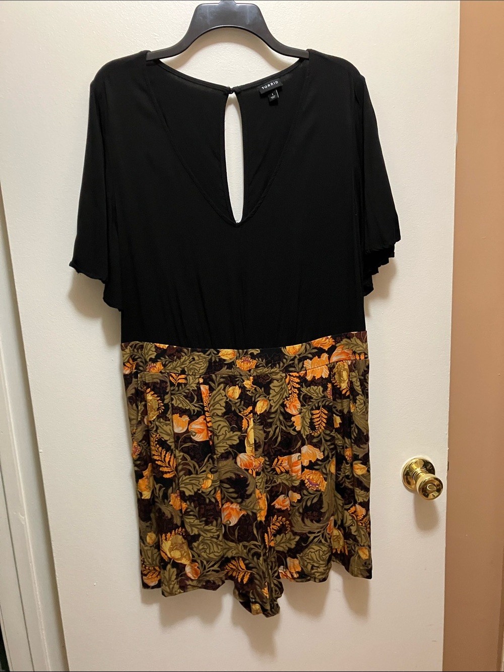 Torrid Black Top with Autumn Floral Romper